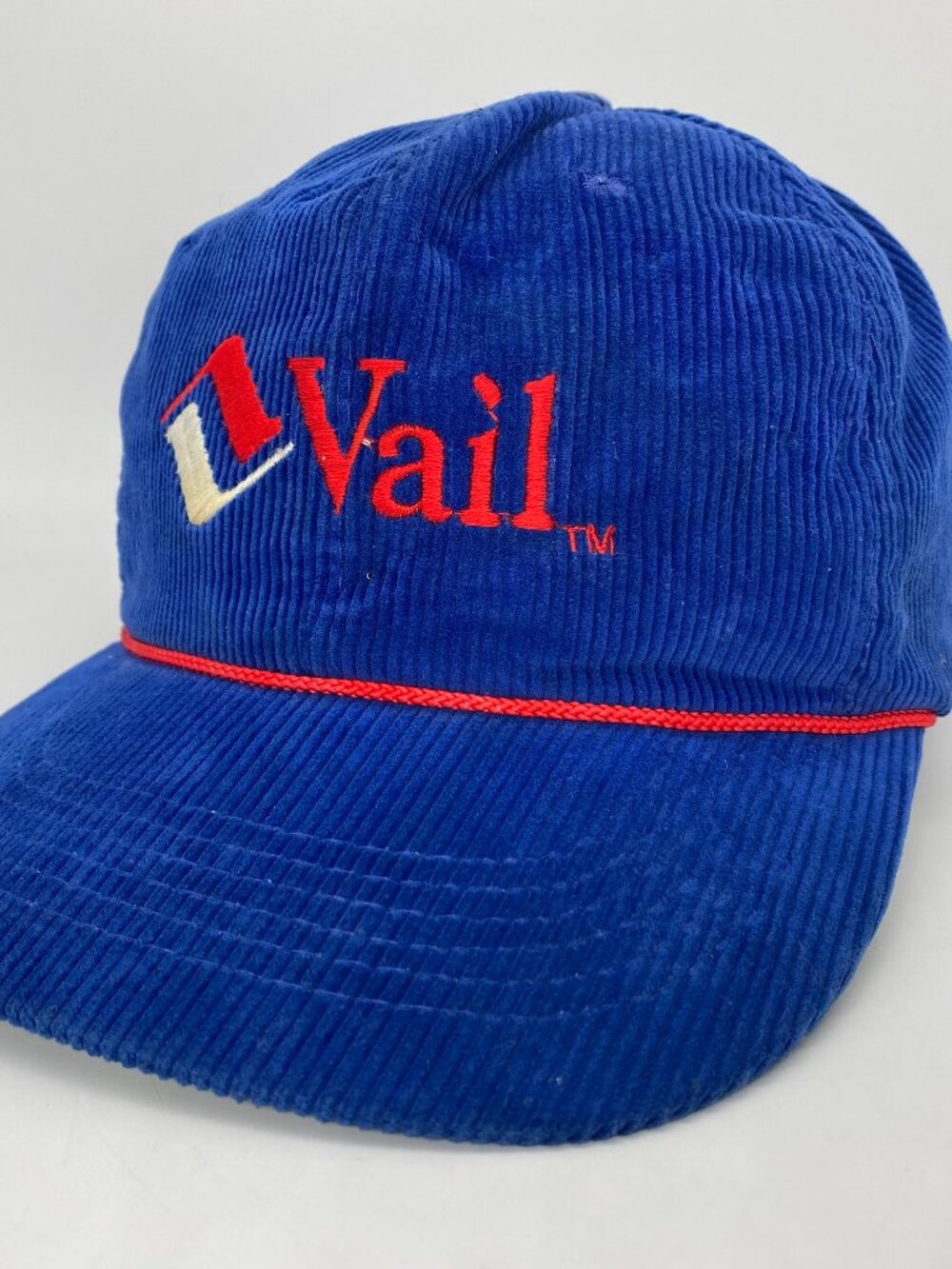 Vail Colorado Hat Corduroy Baseball Ski Resort Adjust Snapback Cap 80s 90s VTG